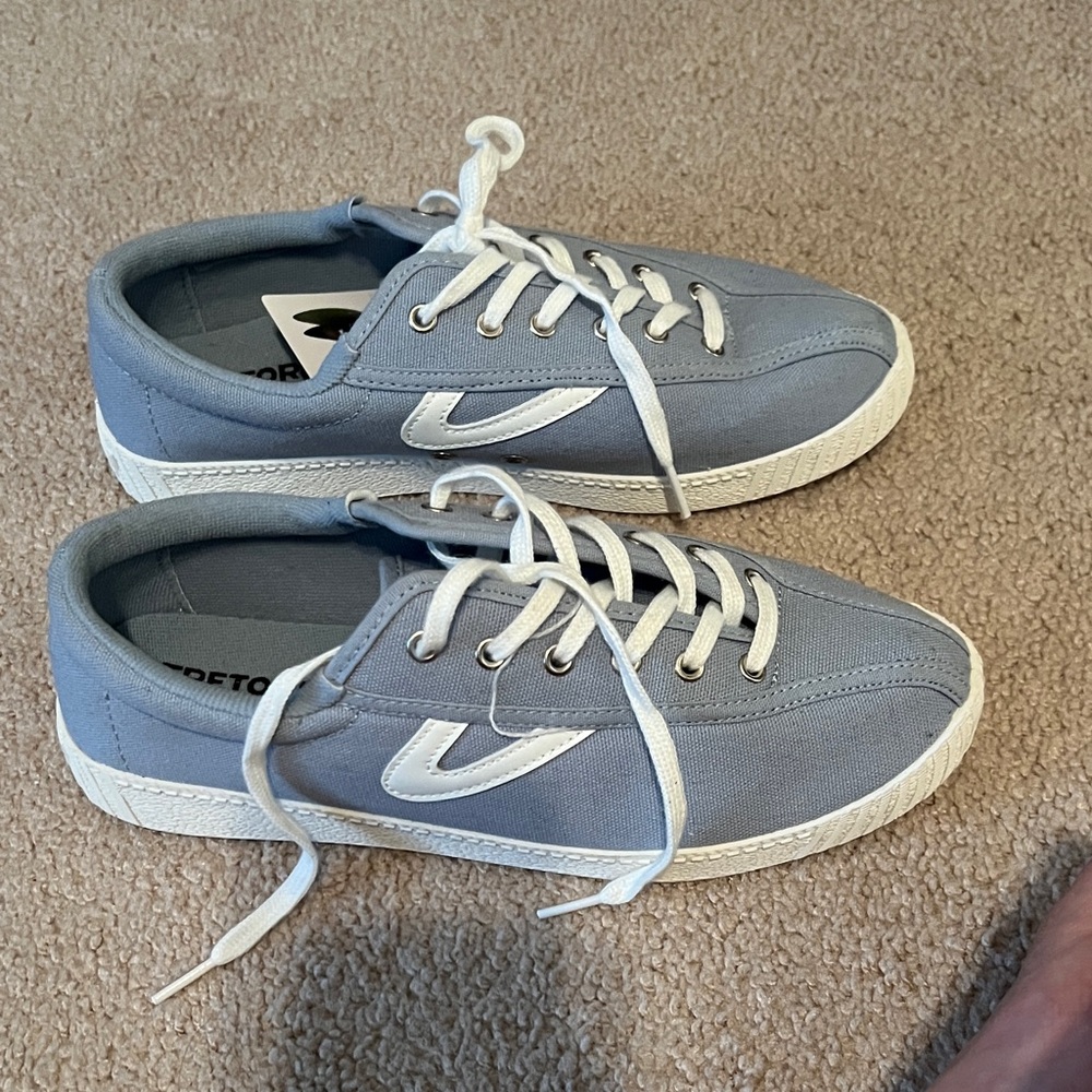 Tretorn Light Blue Canvas Sneakers with White Accents